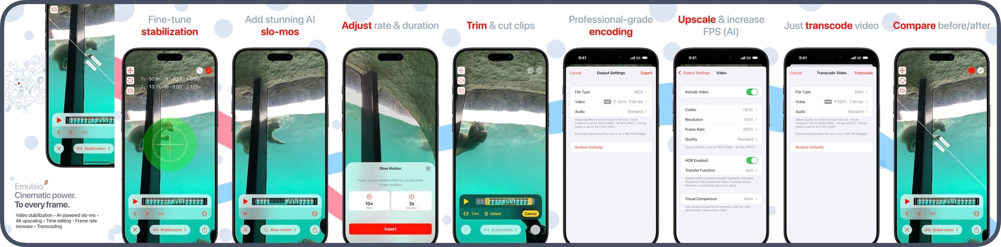 Emulsio 5 is here with AI slow motion, video upscaling, and improved stabilization.