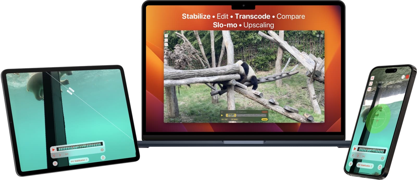 Emulsio running on iPhone, iPad, and Mac.